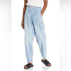 Blank NYC Steal The Show Pleated High Waisted Denim Jeans.